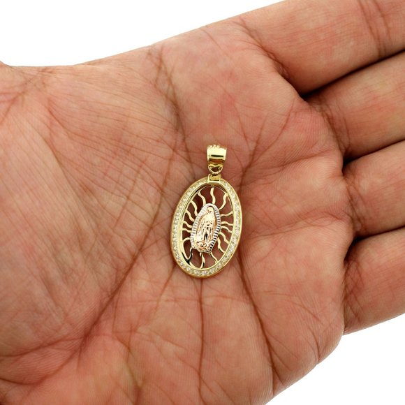 10K Real Gold Rope Chain and Virgin Mary Pendant Set - Picture 5 of 11